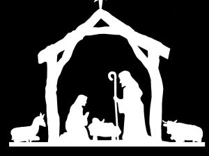 sc metal art nativity scene white