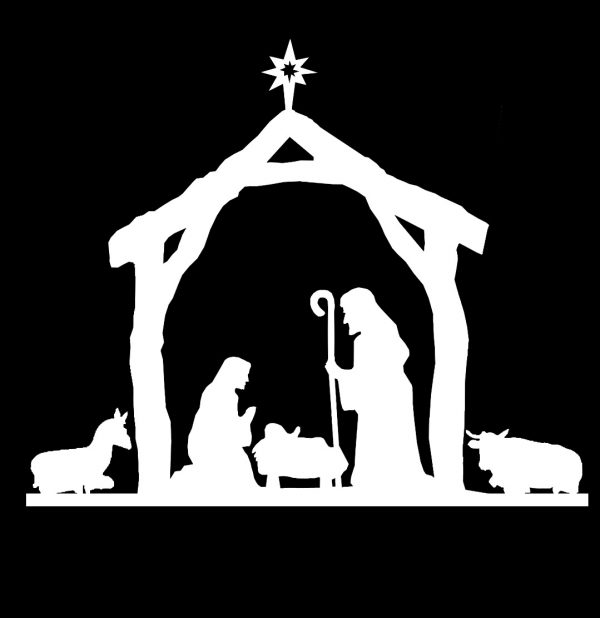 sc metal art nativity scene white